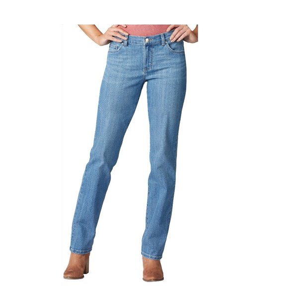 NWT Lands End Womens Mid Rise Straight Leg Indigo Jeans Size 4 27/28W $80 KK185 - Picture 1 of 1